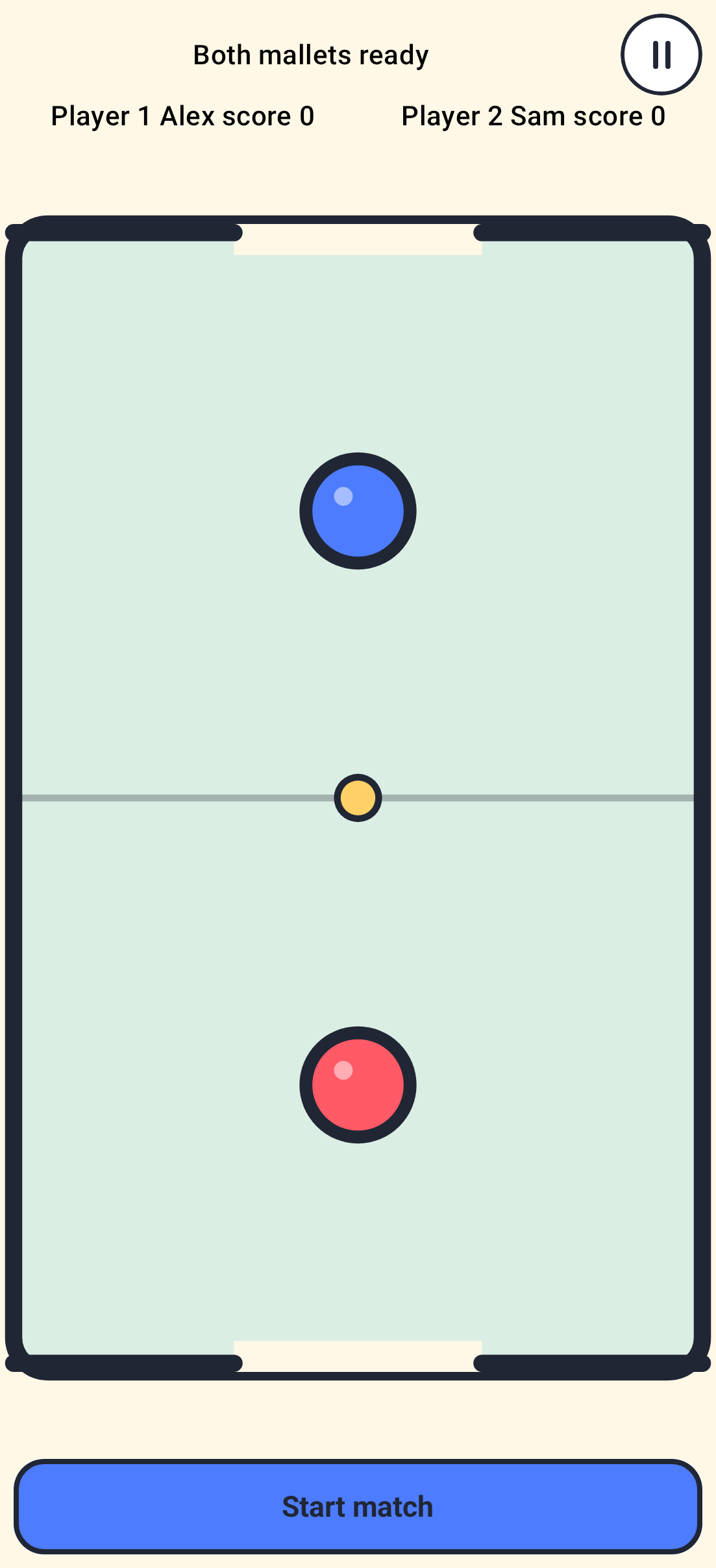 Air Hockey ready screen on an Android phone