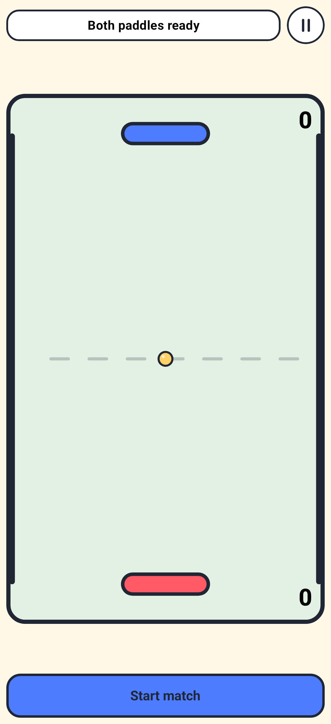 Pong ready screen on an Android phone